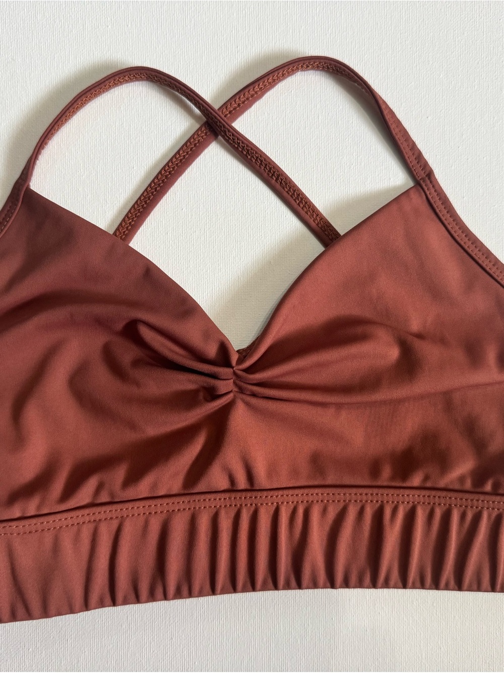Adult Small Tiger Friday Cross-Back Sports Bra in Rust